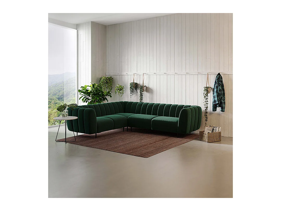 Canapé d'angle gauche Shel vert profond