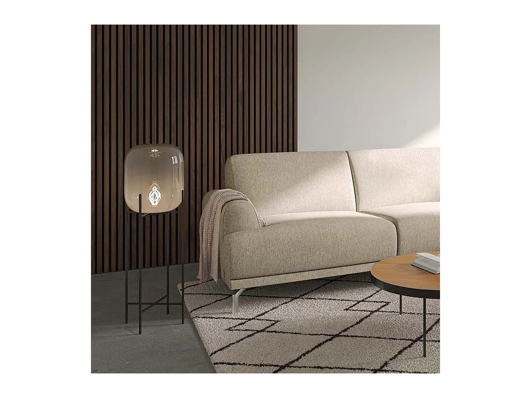 Canapé d'angle droit Puzo beige clair