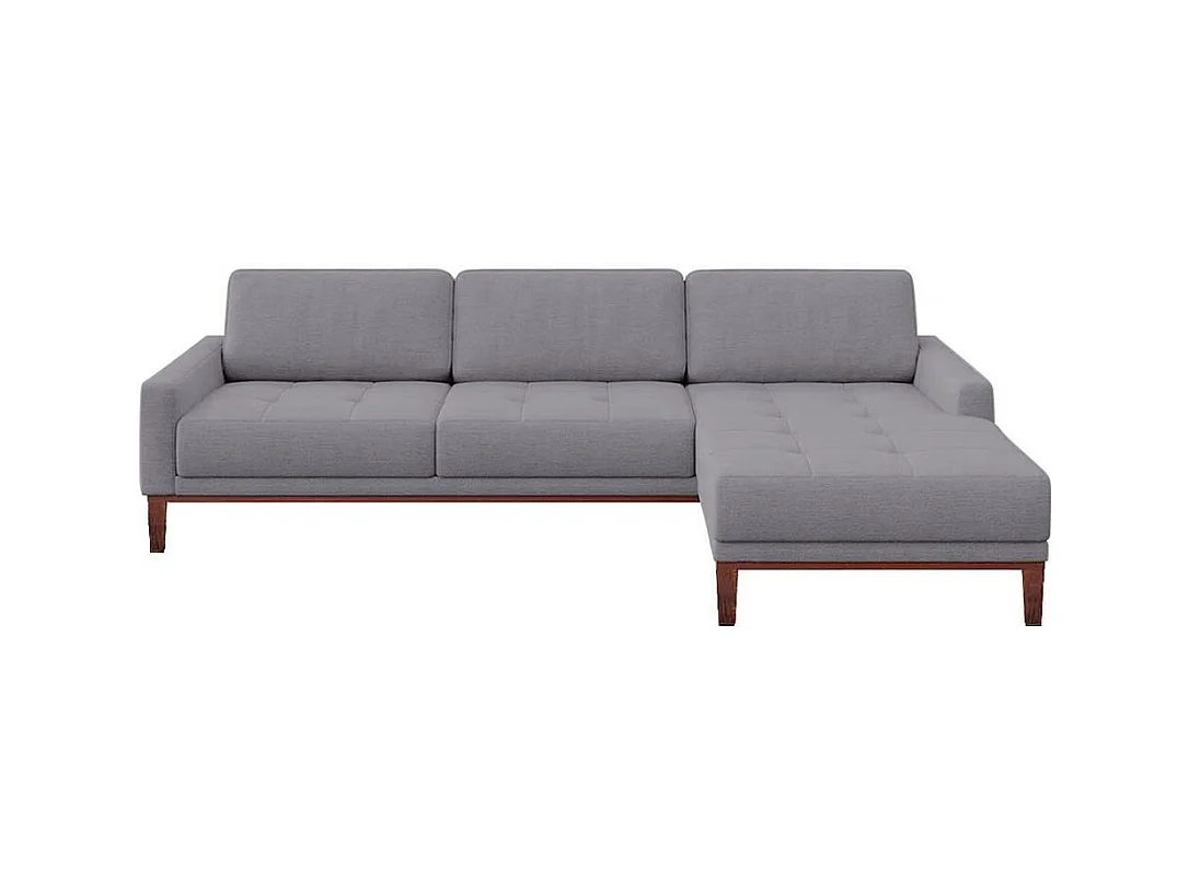 Canapé d'angle droit gris Musso avec assise capitonnée