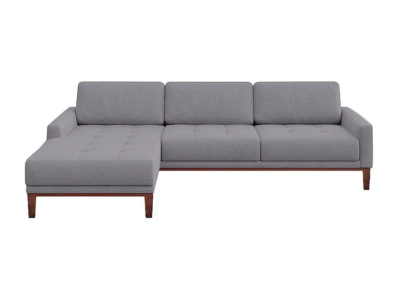 Canapé d'angle gauche gris Musso  avec assise capitonnée