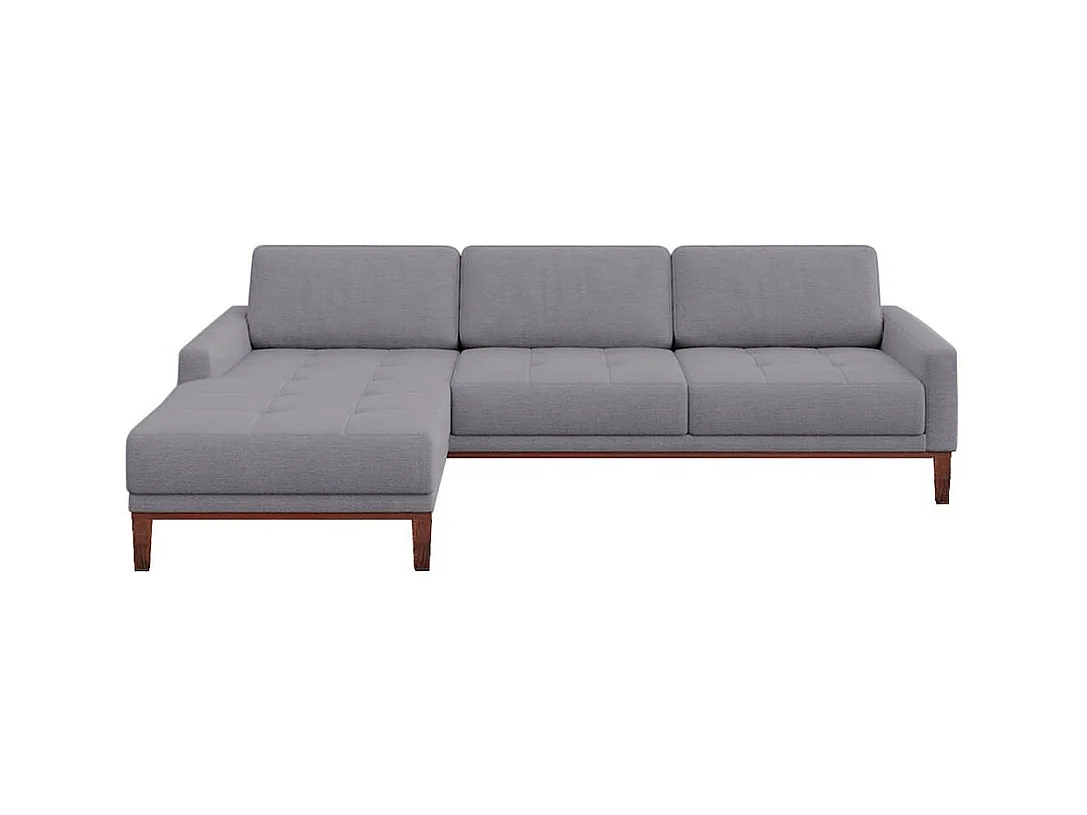 Canapé d'angle gauche gris Musso  avec assise capitonnée