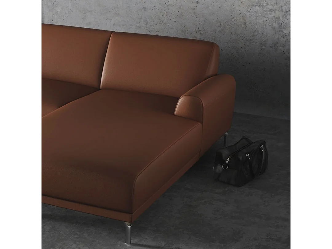 Mesonica Canapé d'angle droit en cuir naturel brun cannelle