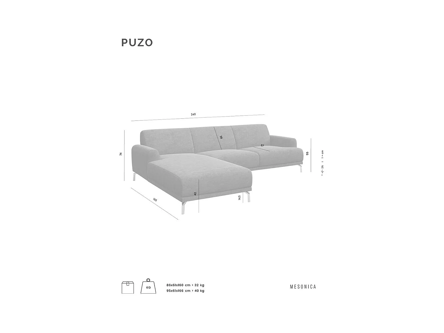 Canapé d'angle gauche Puzo vert foncé