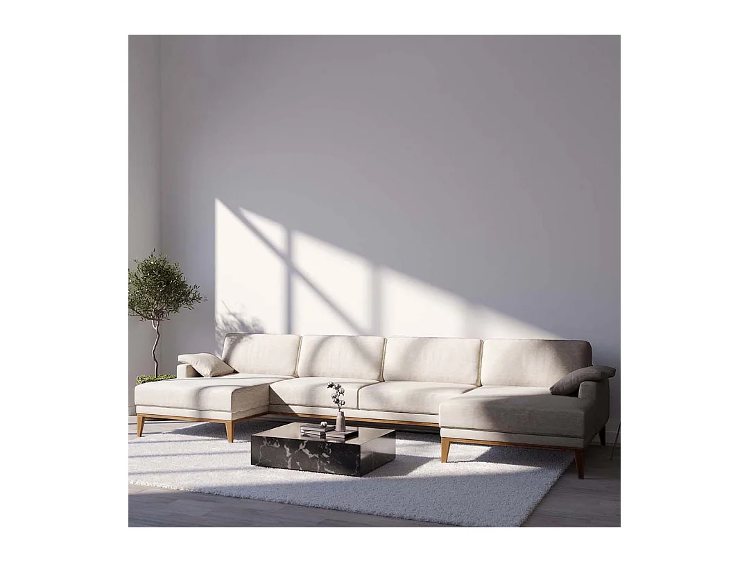 Canapé panoramique Musso beige clair