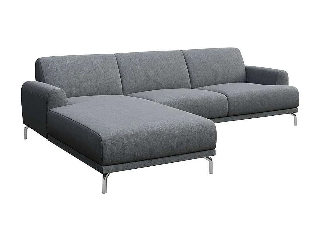 Mesonica Canapé d'angle gauche en polyester gris clair
