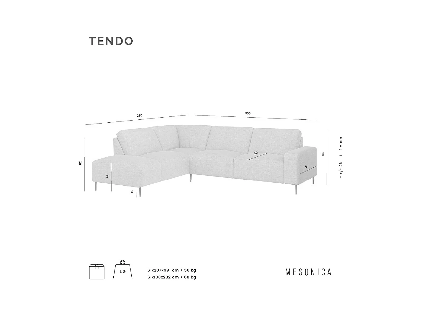 Canapé d'angle gauche Tendo anthracite