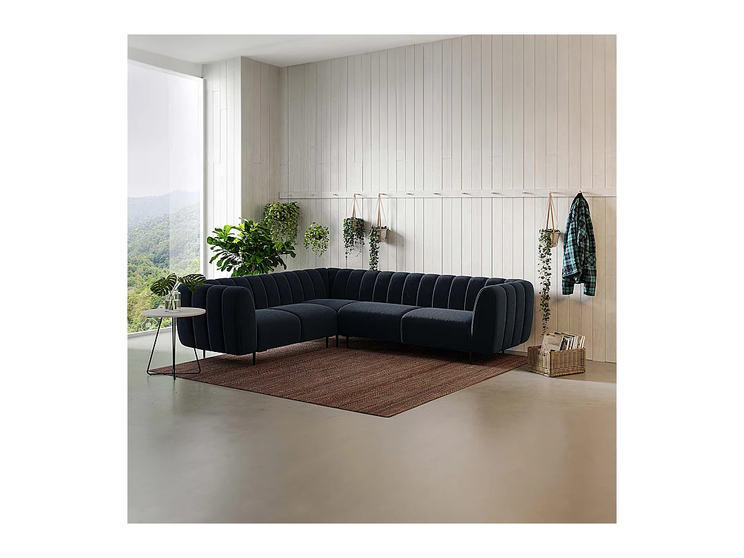 Canapé d'angle gauche Shel bleu marine
