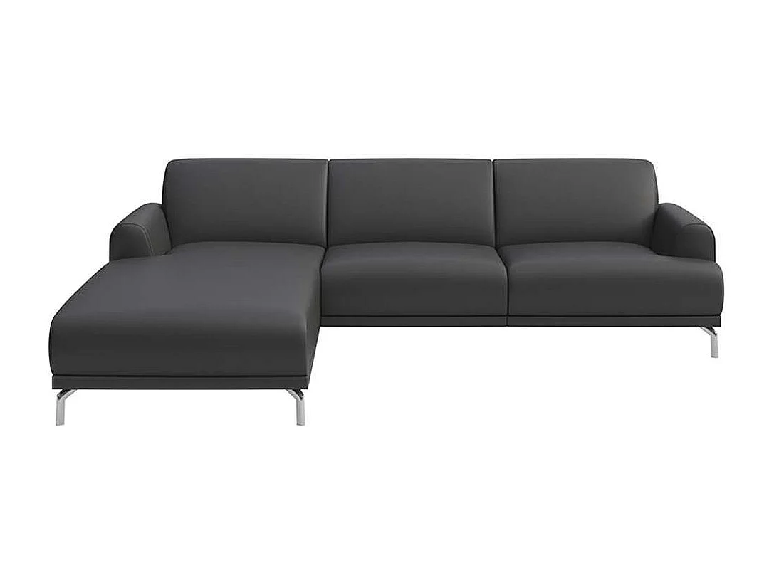 Mesonica Canapé d'angle gauche en cuir naturel gris ombré