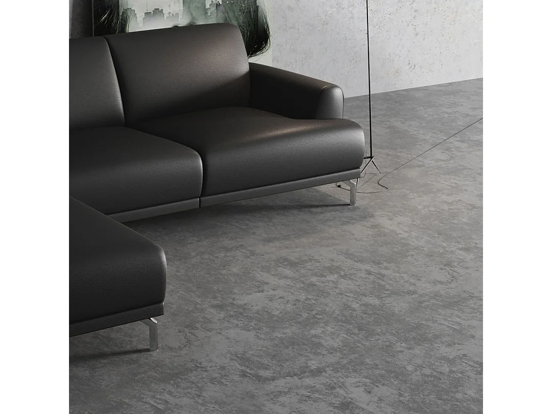 Mesonica Canapé d'angle gauche en cuir naturel gris ombré