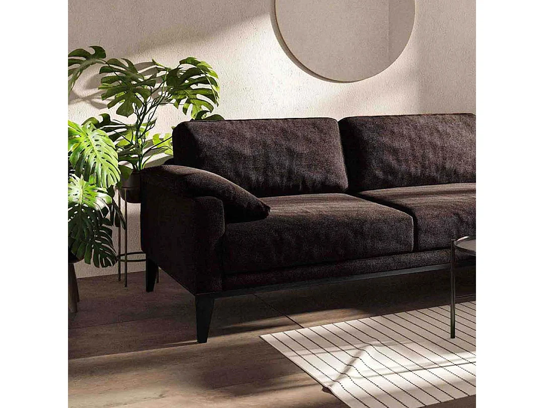 Canapé d'angle droit matelassé Musso marron