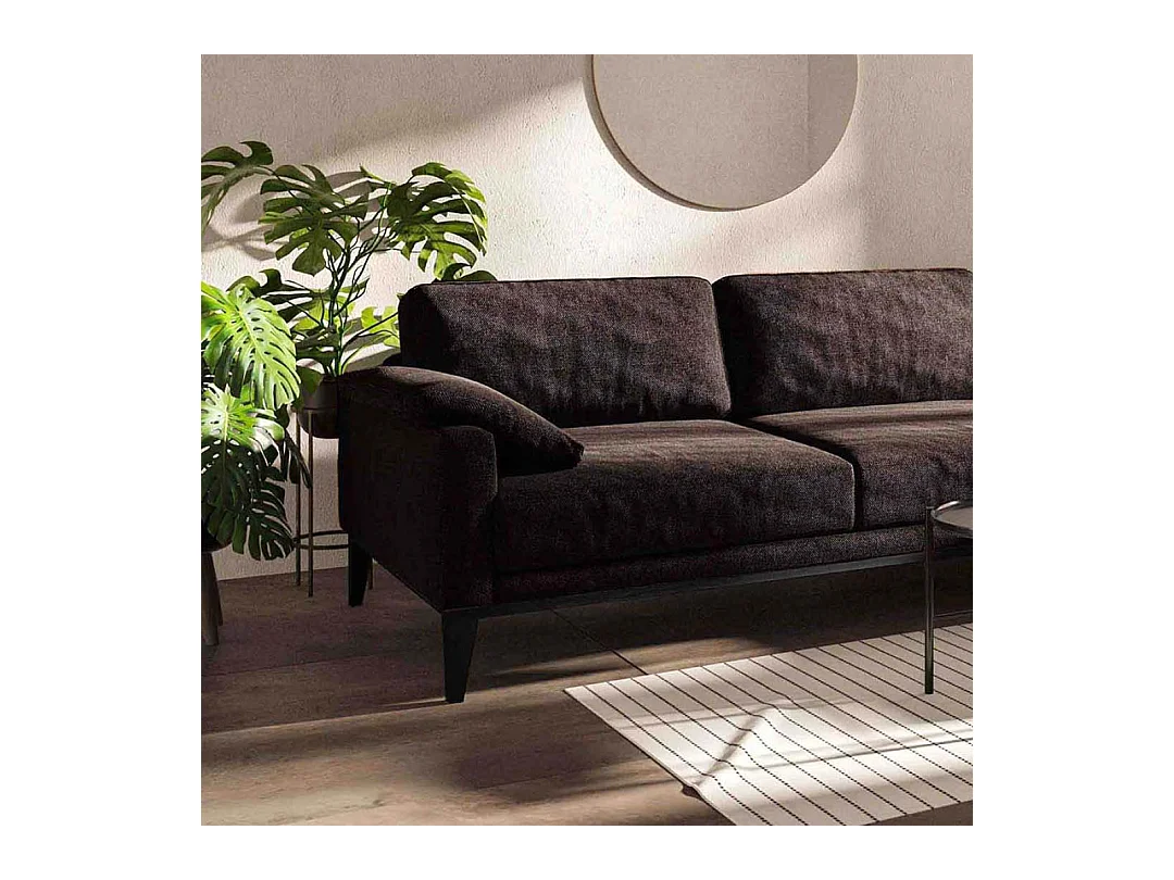 Canapé d'angle droit matelassé Musso marron