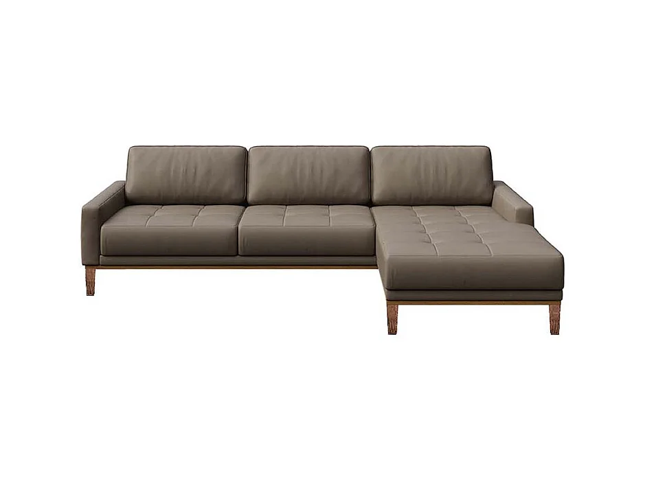 Canapé d'angle droit matelassé Musso cèdre brun