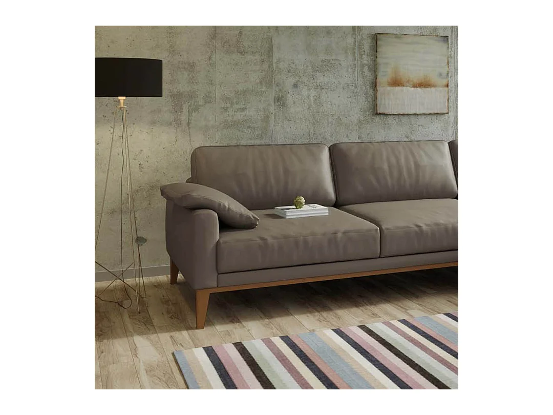 Canapé d'angle droit matelassé Musso cèdre brun