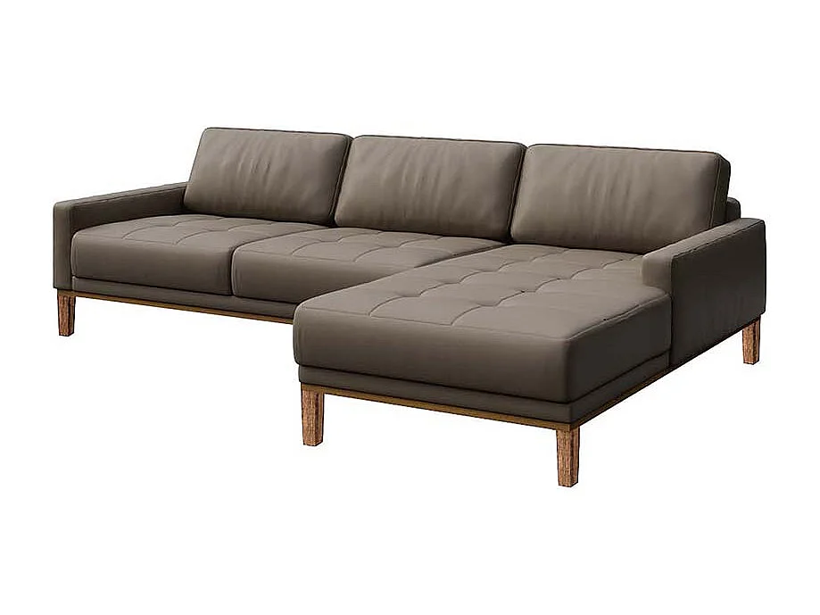 Canapé d'angle droit matelassé Musso cèdre brun