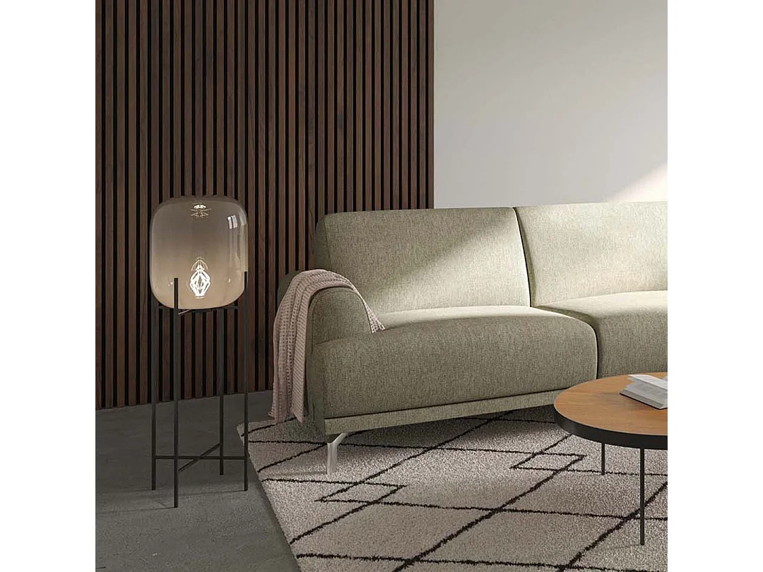 Canapé d'angle droit Puzo beige très clair