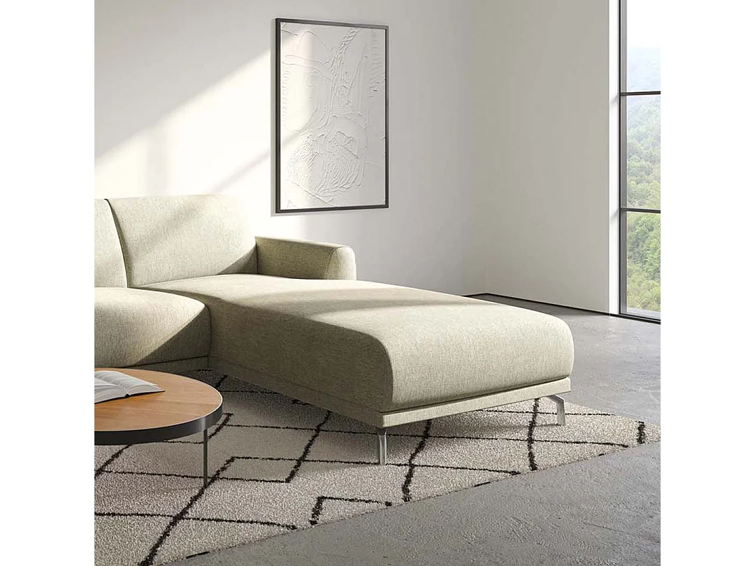 Canapé d'angle droit Puzo beige très clair