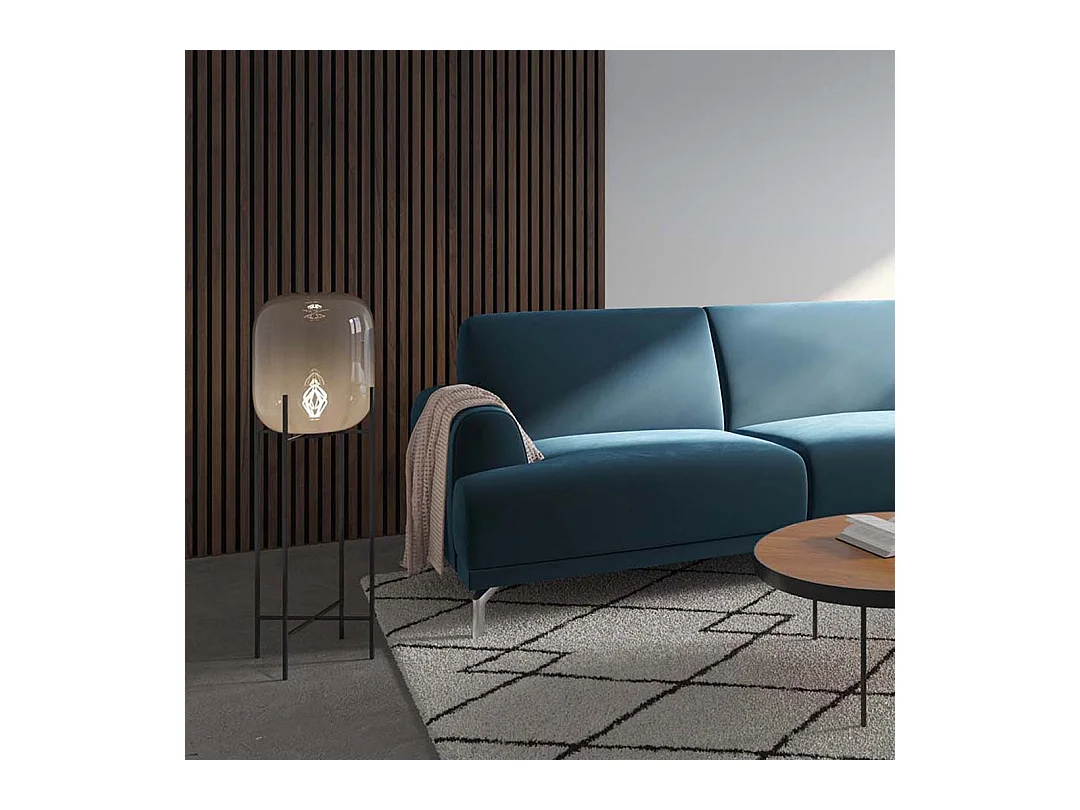 Canapé d'angle droit Puzo bleu marine foncé