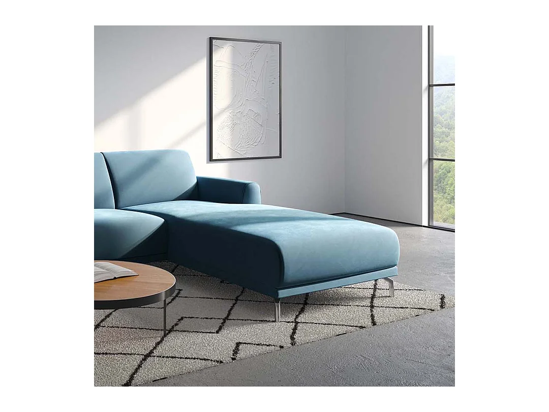 Canapé d'angle droit Puzo bleu marine foncé