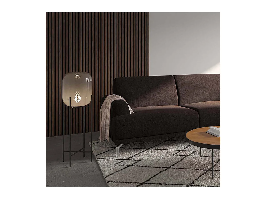 Canapé d'angle droit Puzo brun