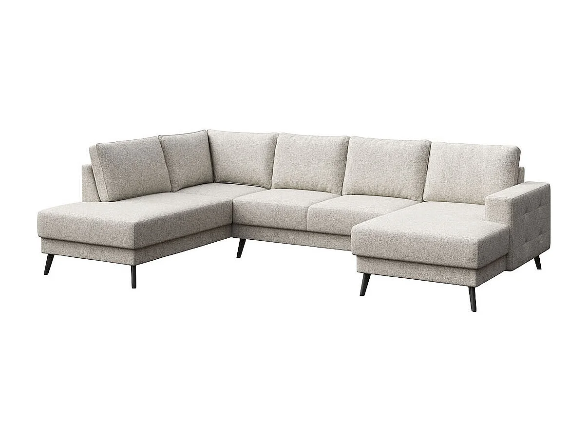 Canapé méridienne double Fynn (gauche) - beige clair