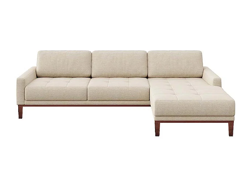 Canapé d'angle droit matelassé Musso beige clair