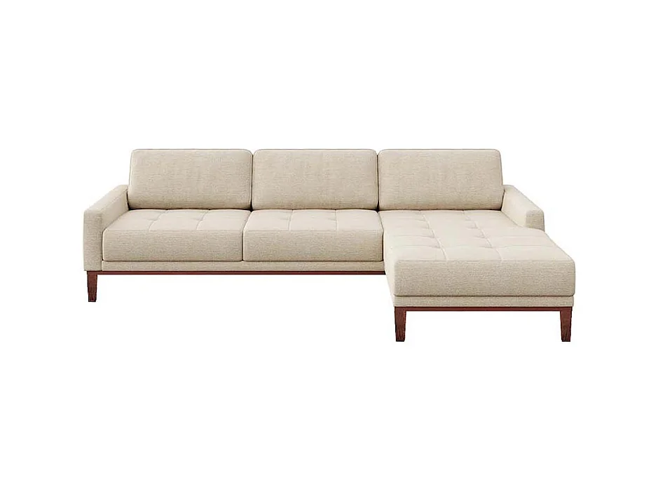 Canapé d'angle droit matelassé Musso beige clair
