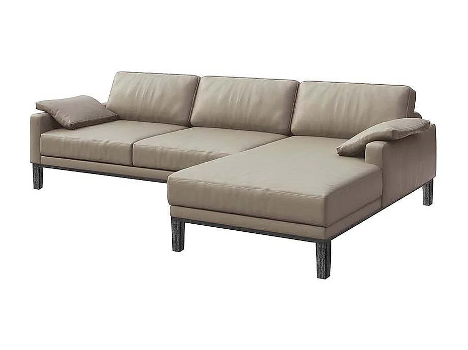 Mesonica Canapé d'angle droit en cuir naturel gris fossile