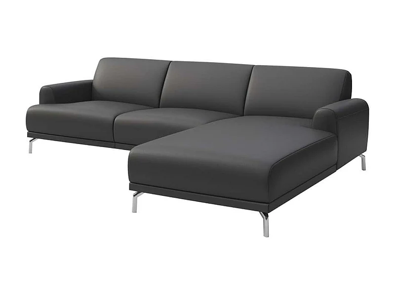 Canapé d'angle droit Puzo ombre gris