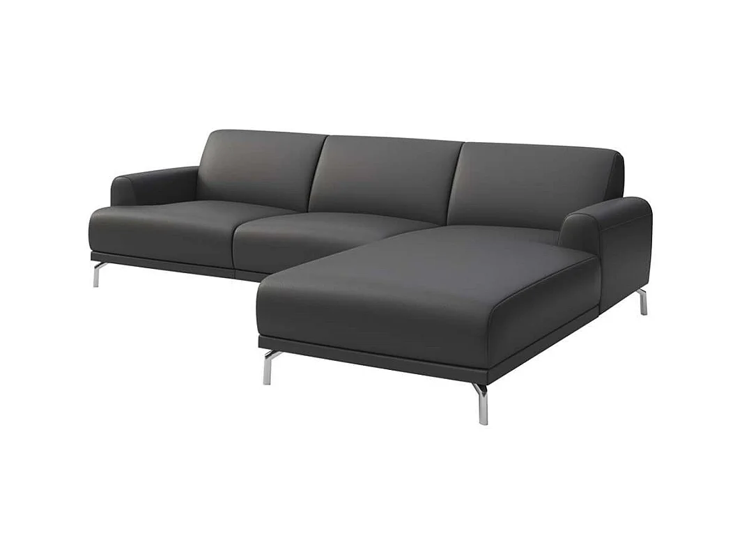 Canapé d'angle droit Puzo ombre gris