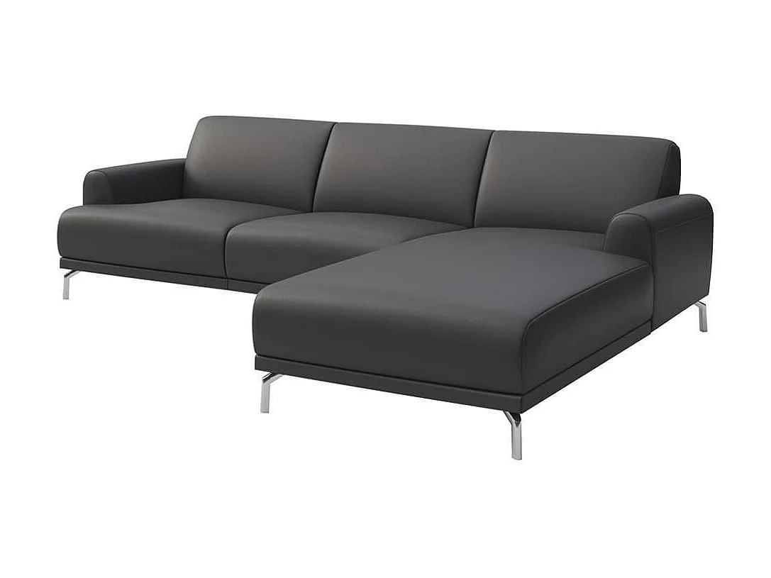 Canapé d'angle droit Puzo ombre gris