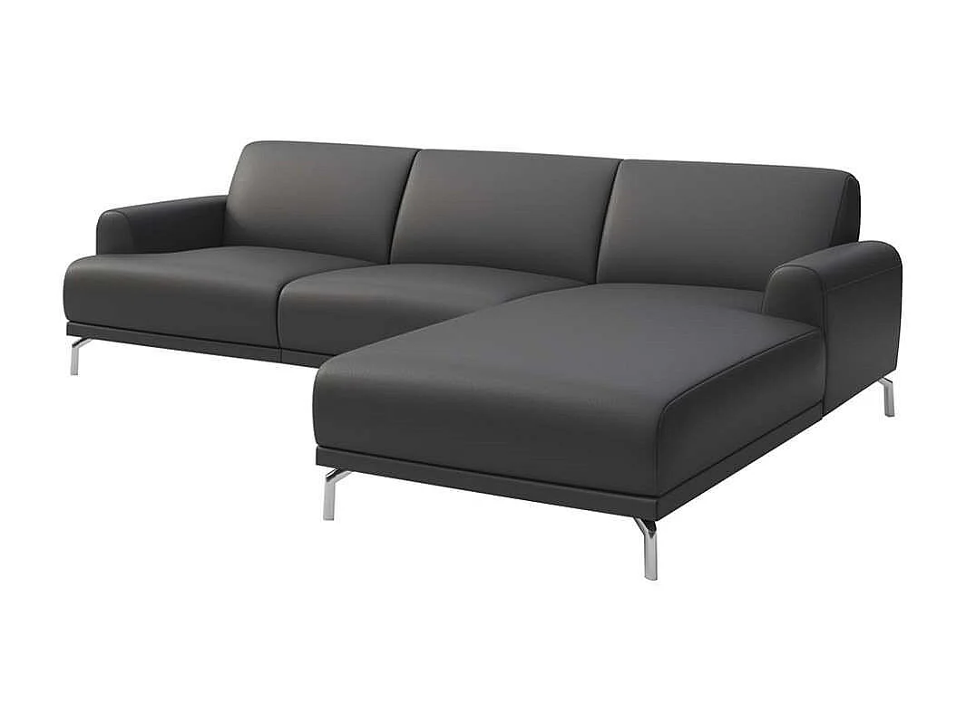 Canapé d'angle droit Puzo ombre gris