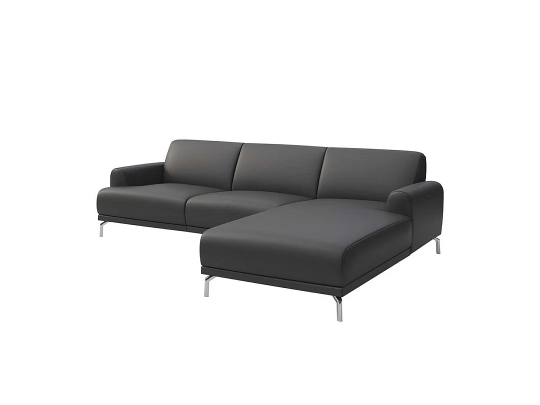 Mesonica Canapé d'angle droit en cuir naturel gris ombré