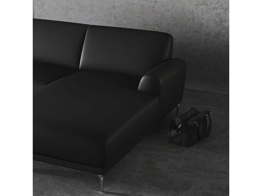 Mesonica Canapé d'angle droit en cuir naturel gris ombré