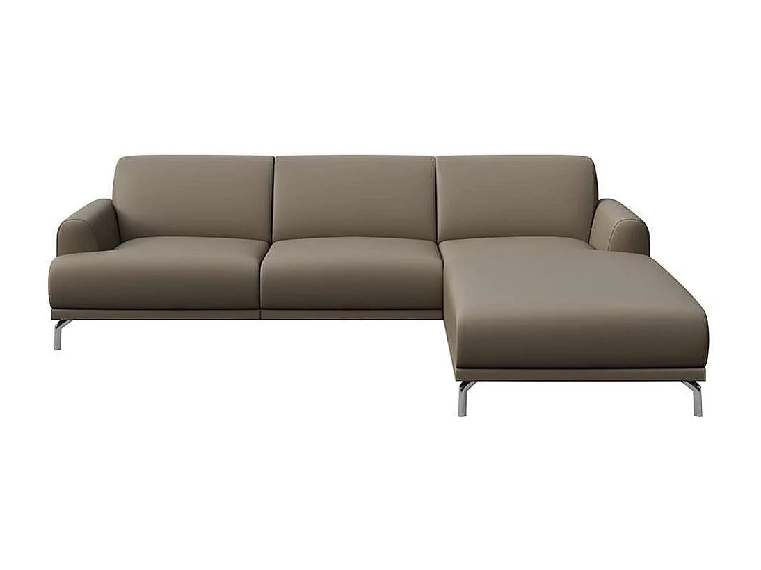 Mesonica Canapé d'angle droit en cuir naturel brun cèdre