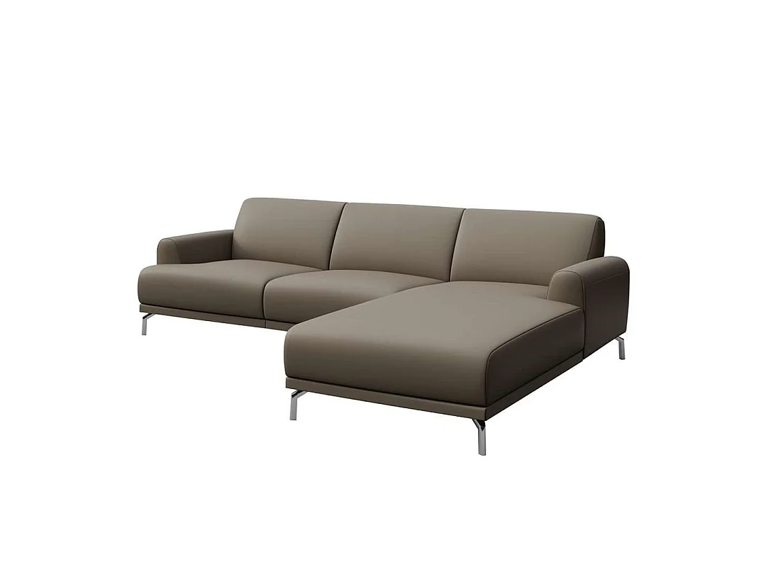 Mesonica Canapé d'angle droit en cuir naturel brun cèdre