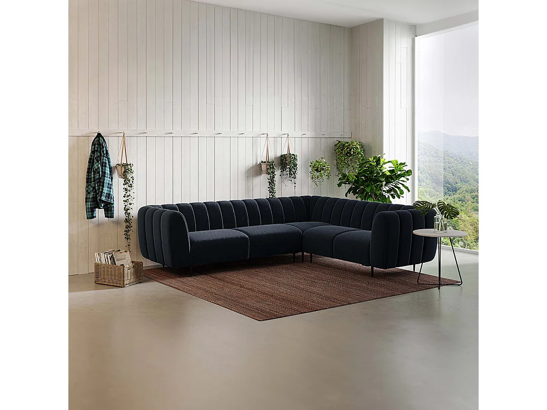 Canapé d'angle droit Shel bleu marine