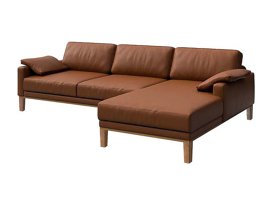 Mesonica Canapé d'angle droit en cuir naturel brun cannelle