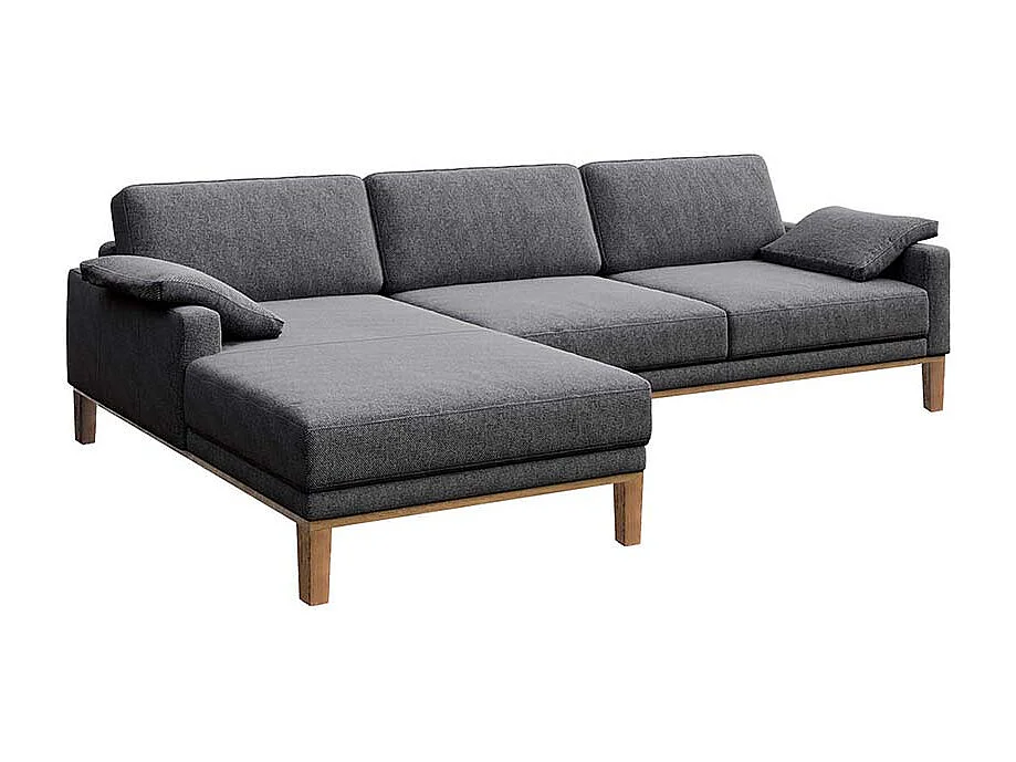 Mesonica Canapé d'angle gauche en polyester gris foncé