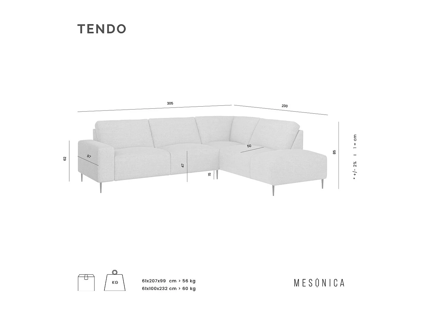 Canapé d'angle droit Tendo anthracite