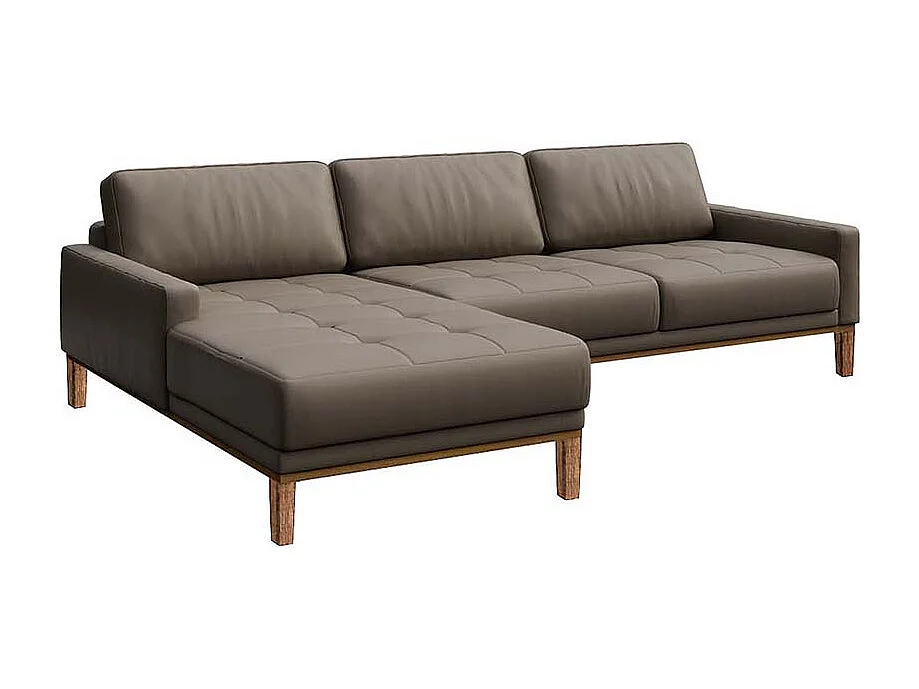 Canapé d'angle gauche matelassé Musso cèdre brun