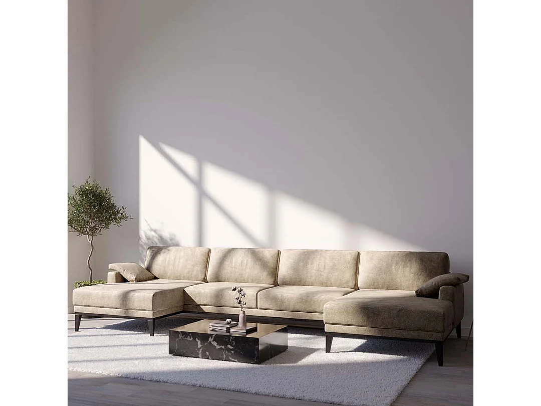 Canapé panoramique Musso beige foncé