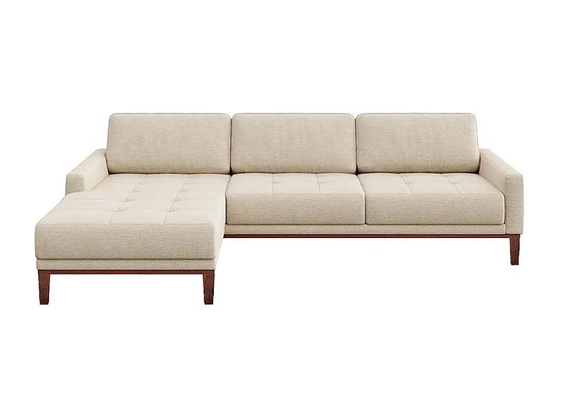 Canapé d'angle gauche matelassé Musso beige clair