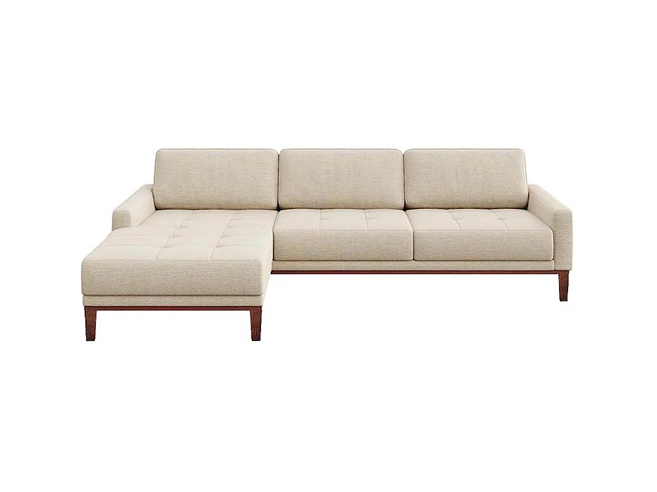 Canapé d'angle gauche matelassé Musso beige clair