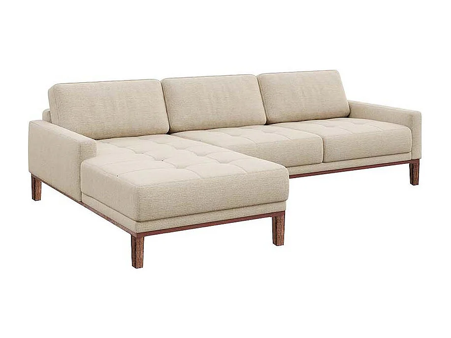 Canapé d'angle gauche matelassé Musso beige clair