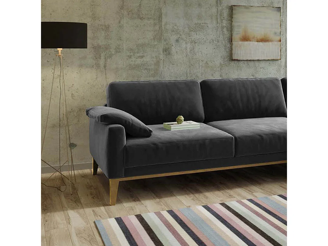 Canapé d'angle droit Musso gris très foncé