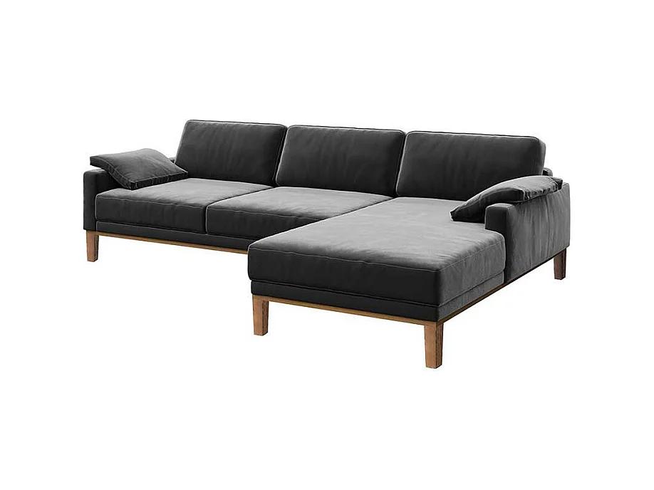 Canapé d'angle droit Musso gris très foncé