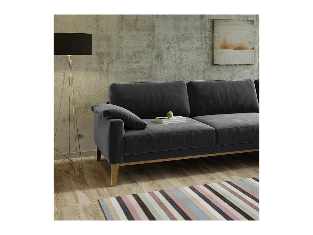 Canapé d'angle droit Musso gris très foncé