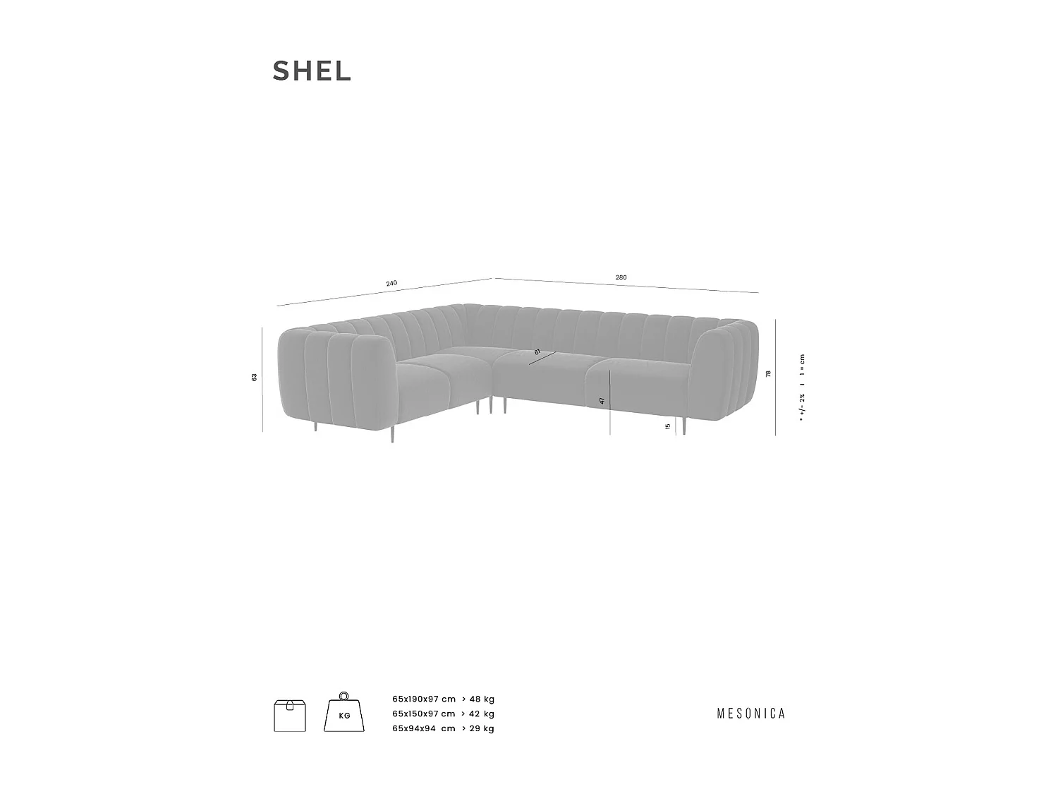 Canapé d'angle gauche Shel - Beige