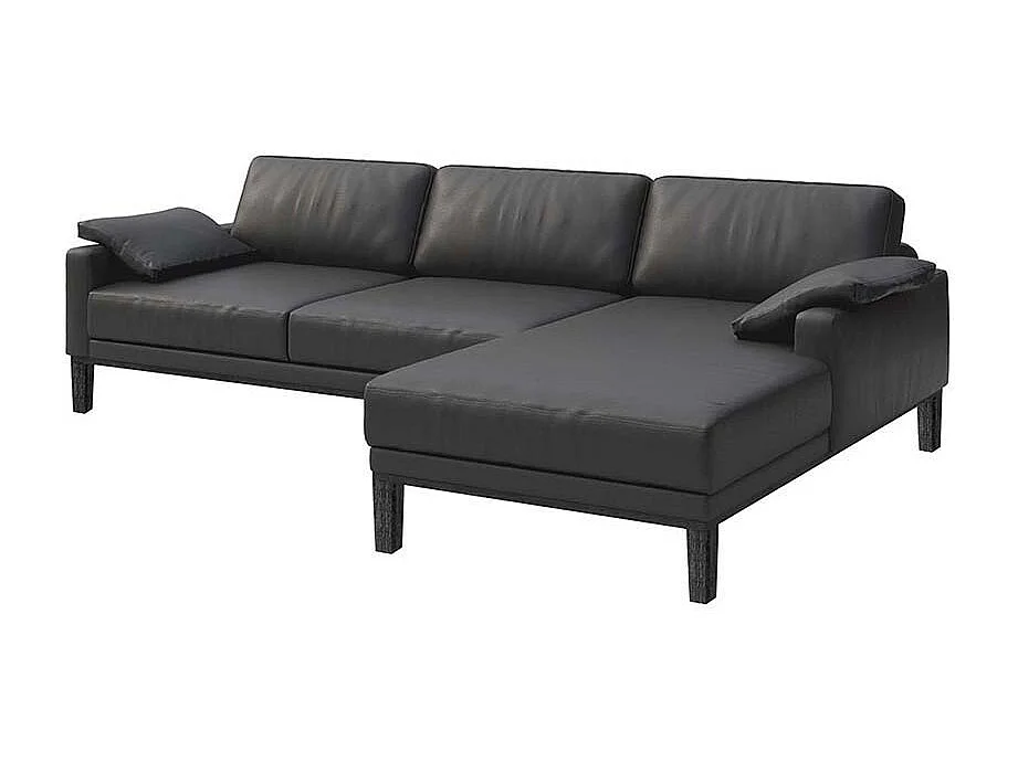 Mesonica Canapé d'angle droit en cuir naturel gris ombré