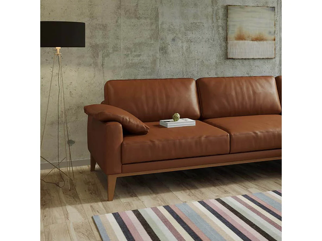 Canapé d'angle droit matelassé Musso brun de cannelle